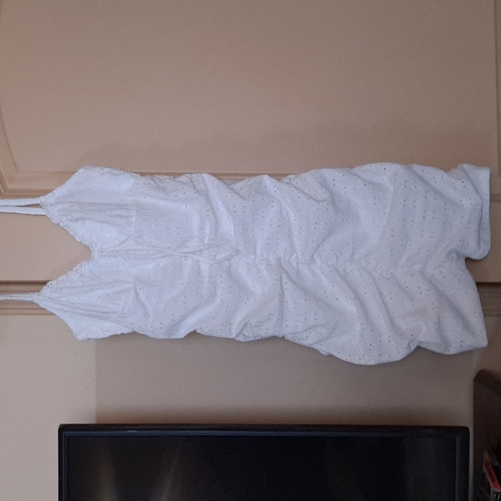 H&m white ruched fitted dress